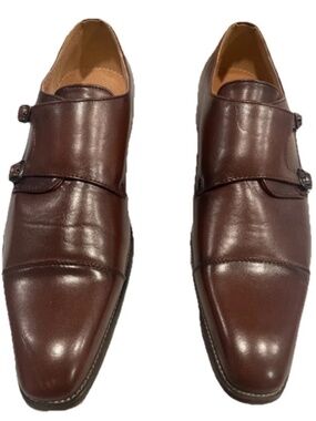 Gino Vitale Double Monk Strap Leather Lined Loafers / Brown Men's Size 10